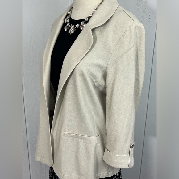 Vero Moda - Oatmeal Light Beige Cream Linen Open Front Blazer - New & Never worn - Picture 5 of 7